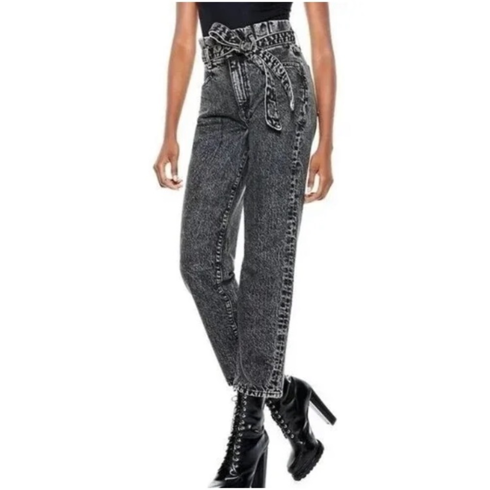 Alice + Olivia paperbag jeans, high rise, belted, sz 27, great condition